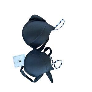 KAMONI Black Bikini Top – Size L, Stripe Strap Detail, Push-Up, NWT (SKU KAS0129